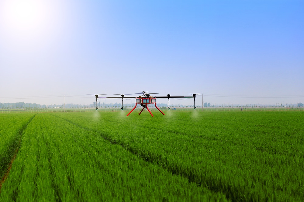 Drone spraying pesticides